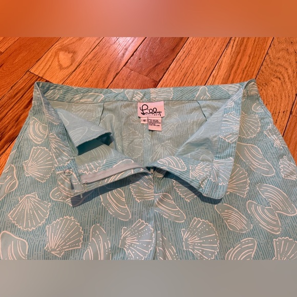VTG Lilly Pulitzer Seashell Print Pants Light Blue Womens Size 12 Ankle Straight - Picture 6 of 12